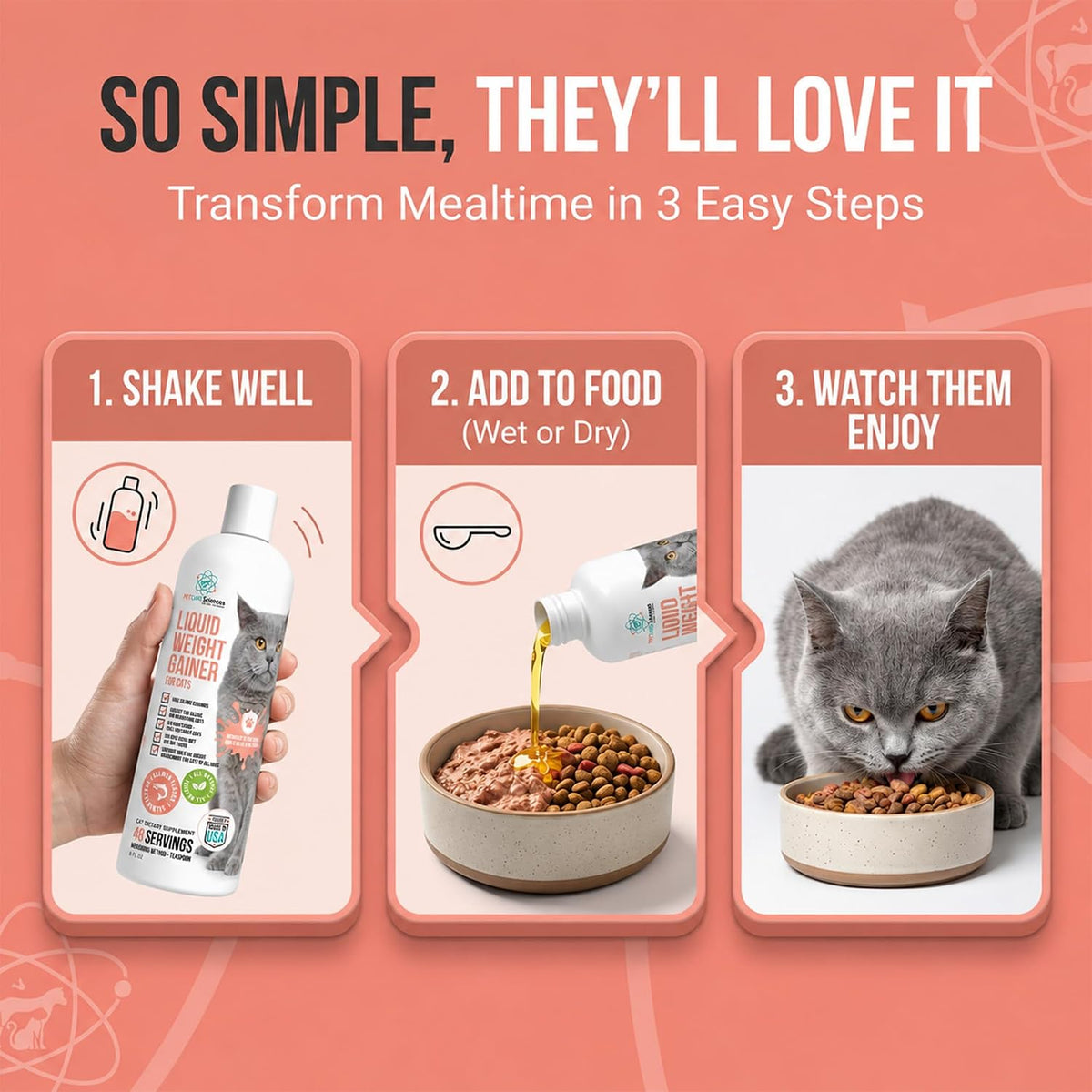 Cat Liquid Weight Gainer, Supplement for Cats, Supports Healthy Weight Gain