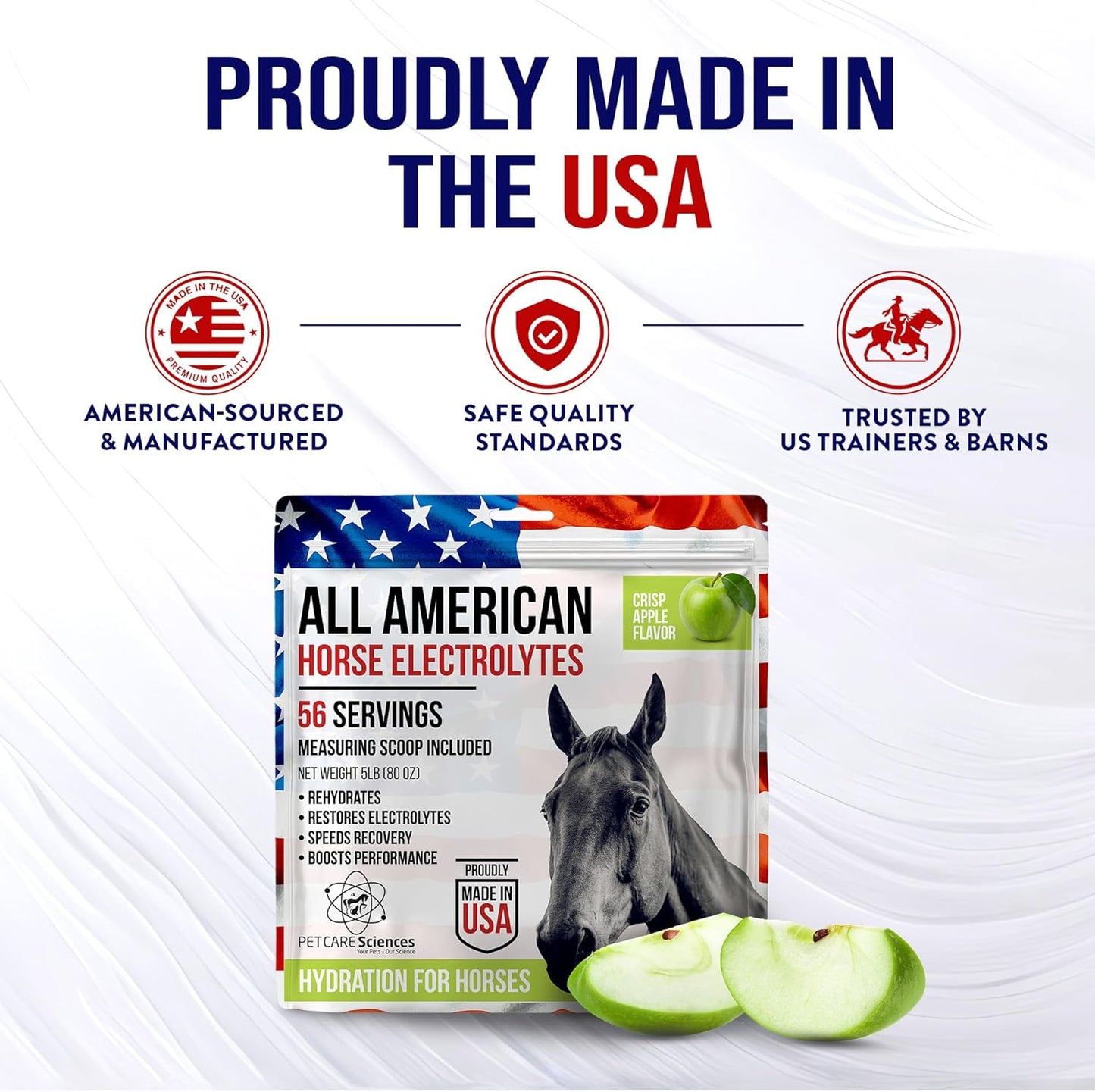 5lb Horse Electrolytes Powder | Electrolytes for Horses | Horse Electrolyte Supplements | Crisp Apple Flavor | Made in the USA