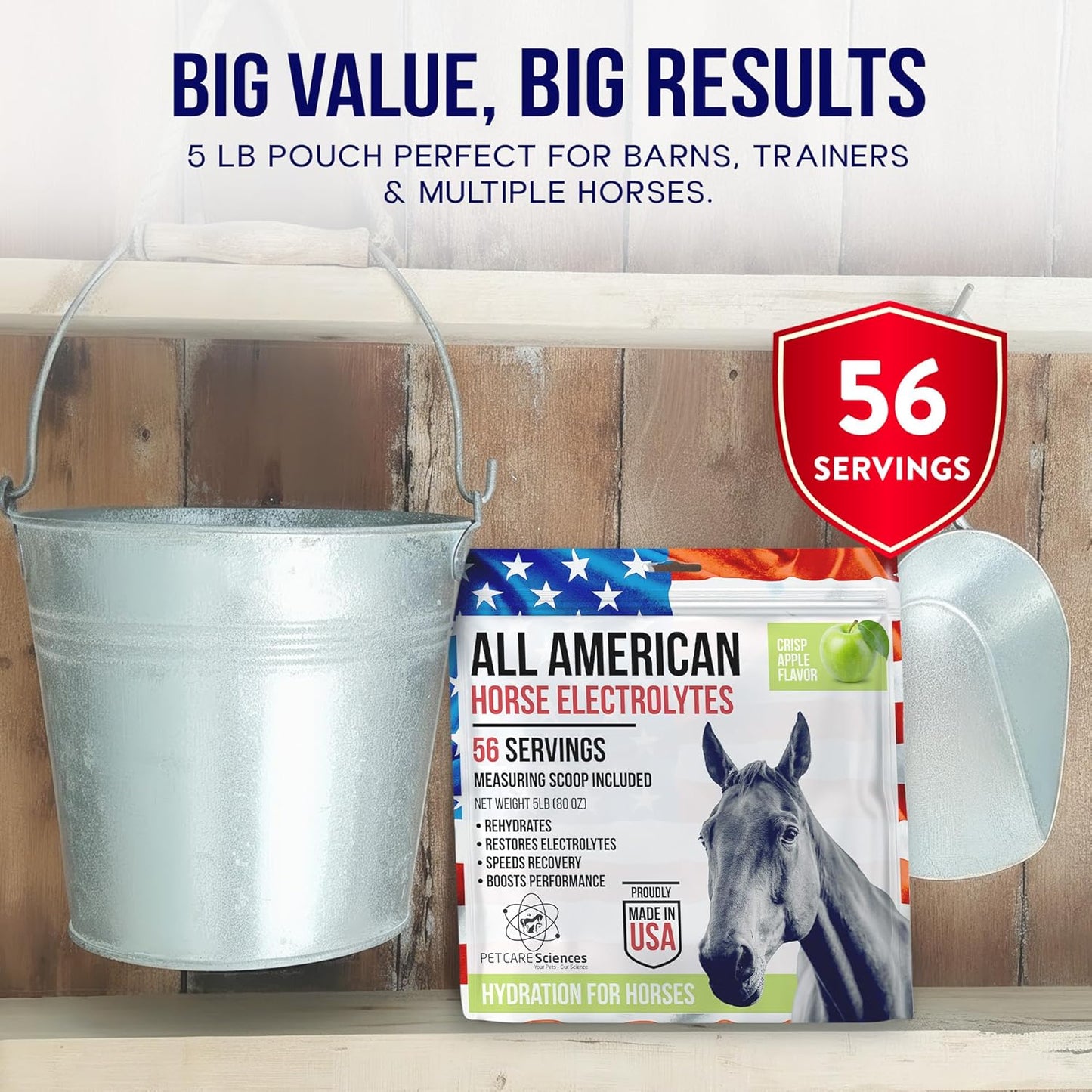 5lb Horse Electrolytes Powder | Electrolytes for Horses | Horse Electrolyte Supplements | Crisp Apple Flavor | Made in the USA