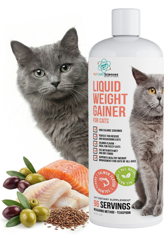 16 Fluid Ounce Liquid Cat Weight Gainer - High Calorie Supplement for Cats - High Calorie Cat Food Appetite Stimulant - Salmon Flavor - Made in The USA